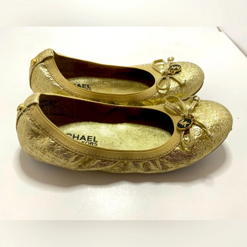 Michael Kors Girls Gold Ballet Flats Size 1